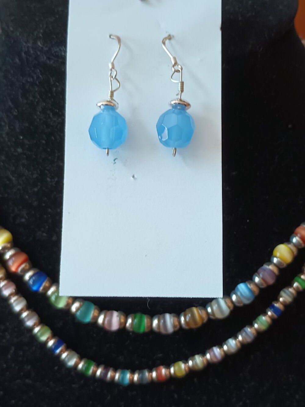 Glass Bead Sterling Silver Set Includes 2 Bracelets, 2 Bracelets, and Earrings - Picture 2 of 8